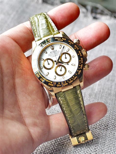 rolex daytona crocodile strap|rolex alligator watch straps.